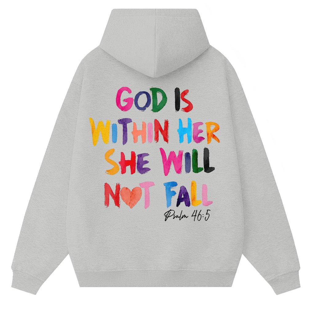 God Is Within Her Hoodie – Christian Inspirational Faith Gift for Her - front view