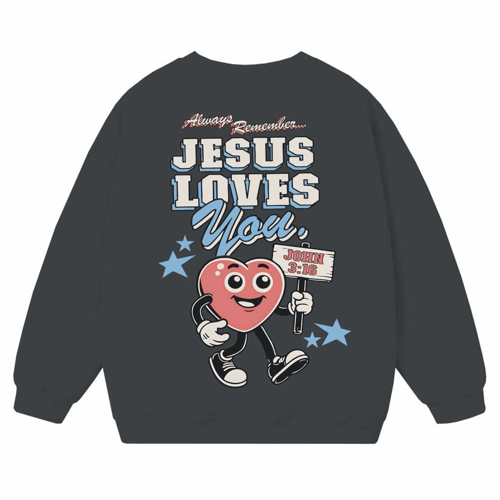 Jesus Love You Christian Sweatshirt – Faith Gift Vintage - front view