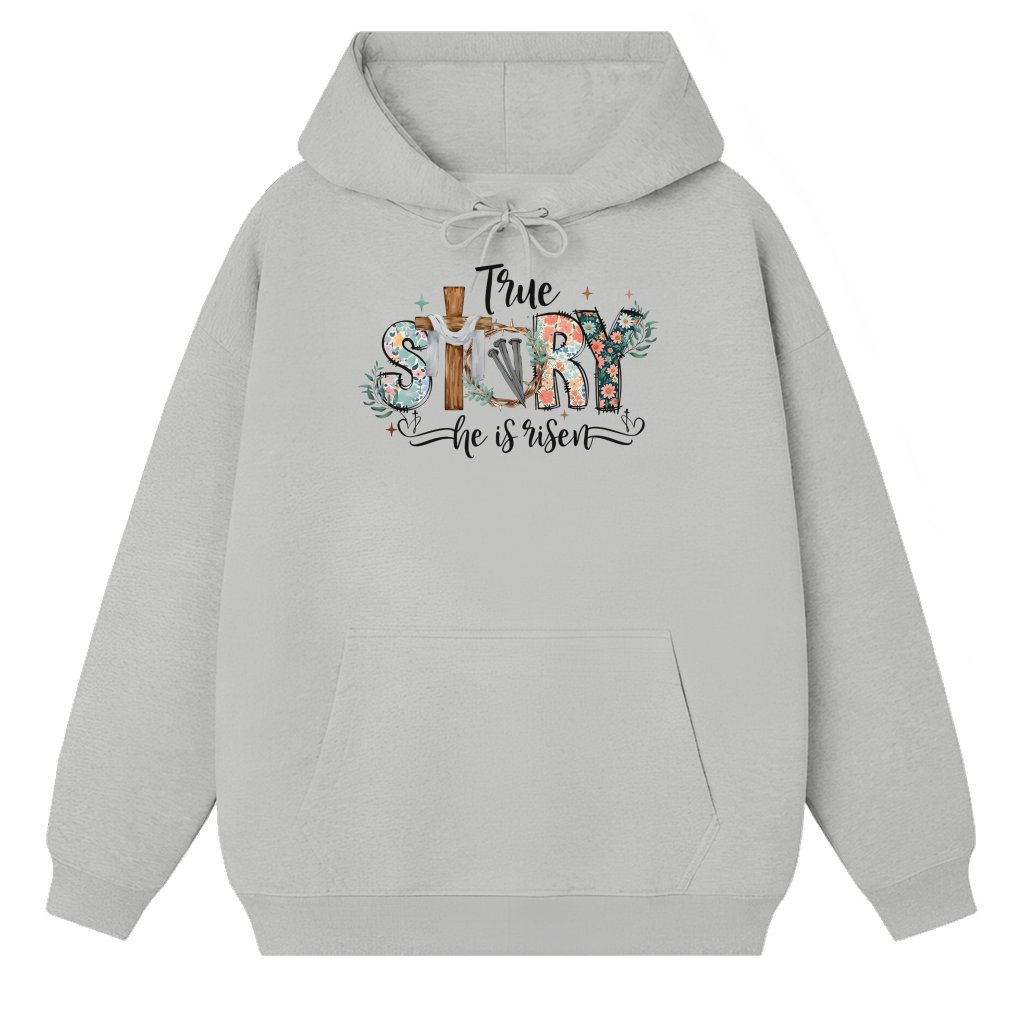He Is Risen Hoodie – Easter Christian Gift Retro Bible Verse - front view
