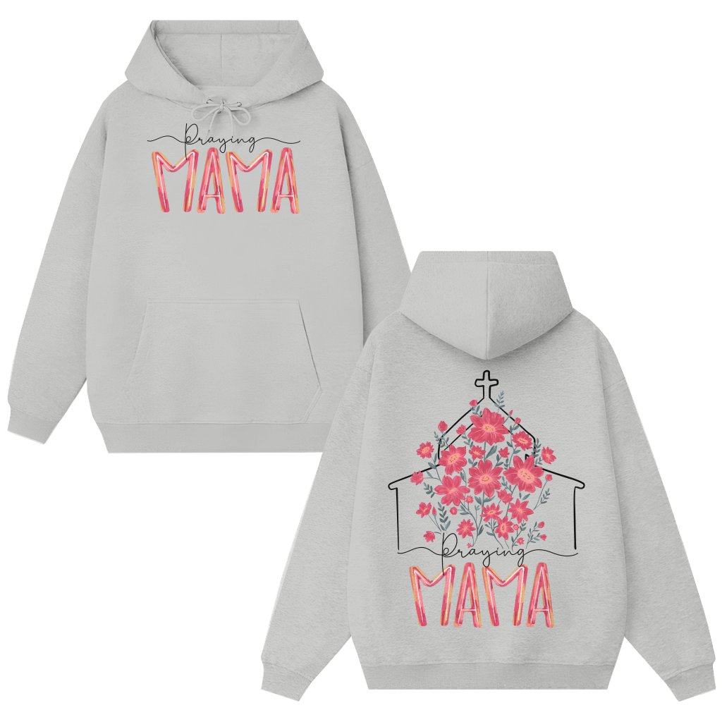 Praying Mama Hoodie – Christian Gift for Mom Retro Floral - front view