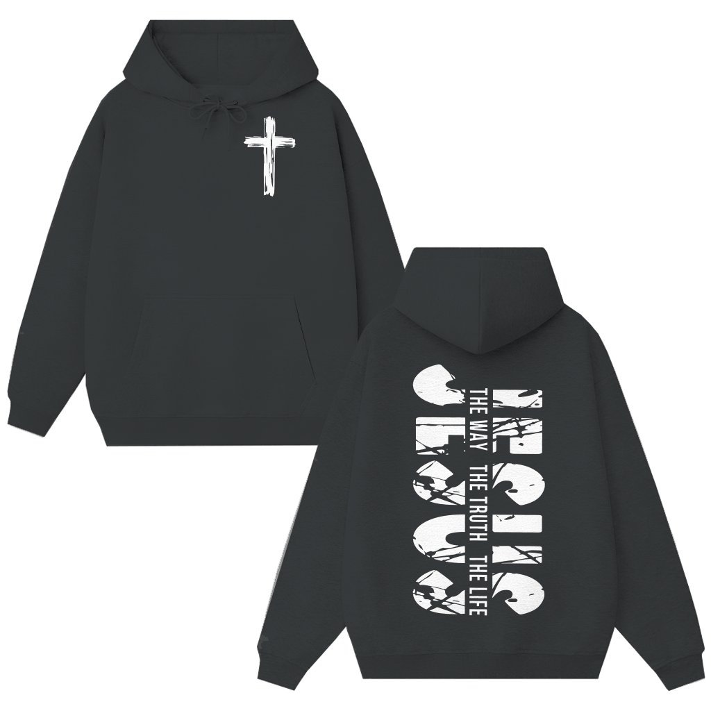 Jesus The Way Truth Life Hoodie – Christian Gift for Men Women Classic - front view