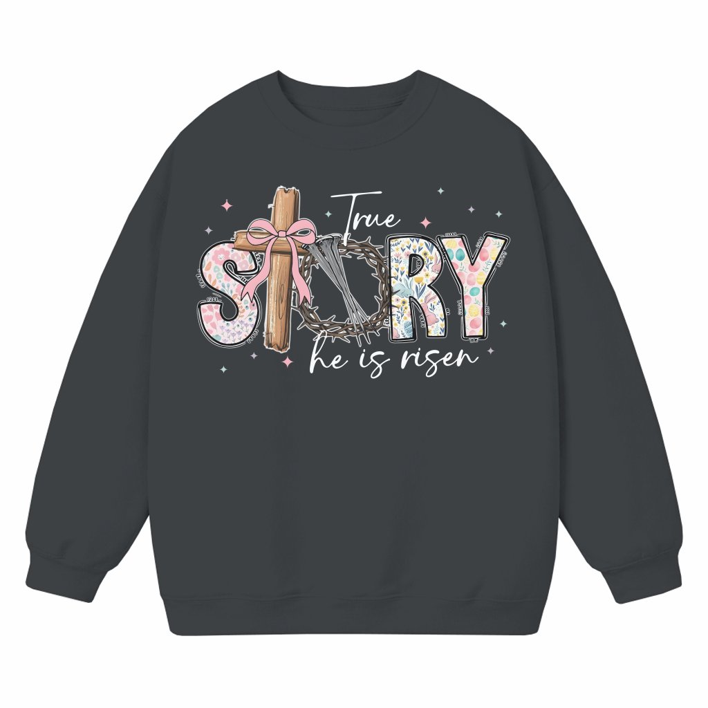 He Is Risen Sweatshirt – Christian Easter Gift Retro - front view