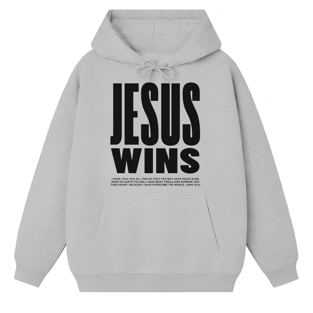 Jesus Wins Oversized Hoodie – Gift for Christians Trendy Christian Streetwear - front view