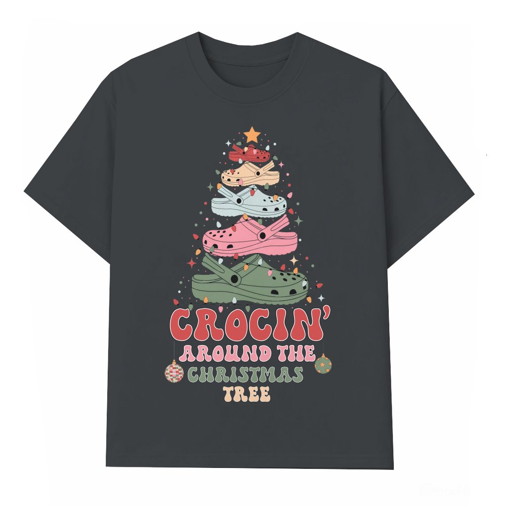 Croc Christmas Tree T-shirt – Christmas Gift for Nurses Fun - front view