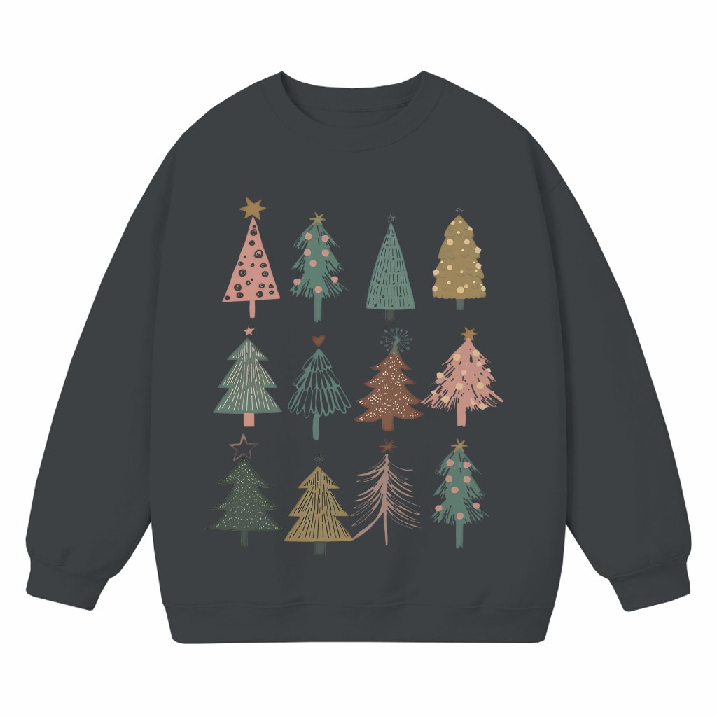 Cute Boho Christmas Trees Sweatshirt – Christmas Gift for Women - front view