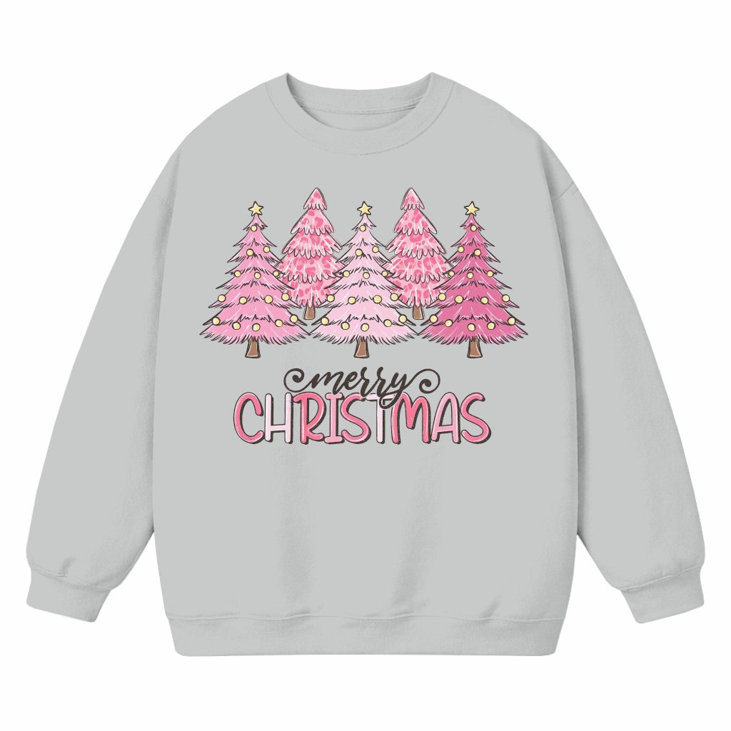 Pink Tree Graphic Sweatshirt – Christmas Gift for Men & Women Cute Holiday - front view