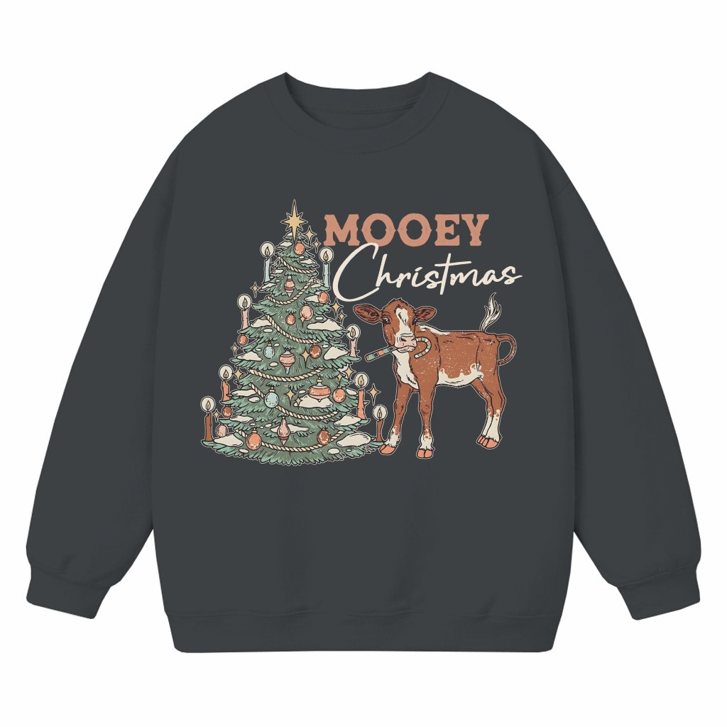 Mooey Christmas Sweatshirt – Christmas Gift for Cow Lover Farmers Western - front view
