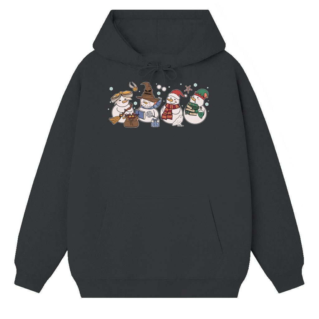 Magical Wizard Snowman Hoodie – Christmas Gift for Book Lover Fun - front view