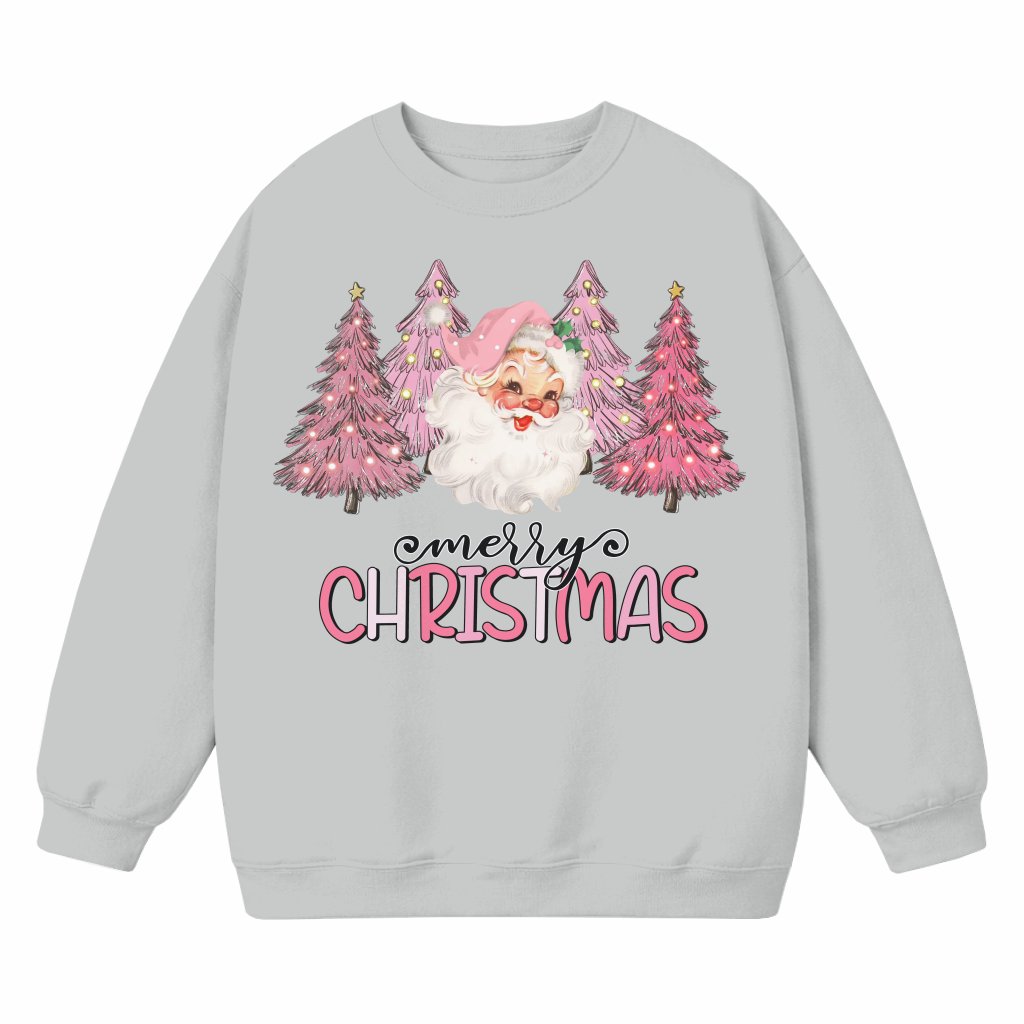 Merry Christmas Pink Santa Sweatshirt – Christmas Gift for Women Cute - front view