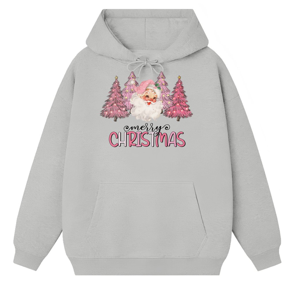 Cute Pink Festive Hoodie – Christmas Gift for Women - front view
