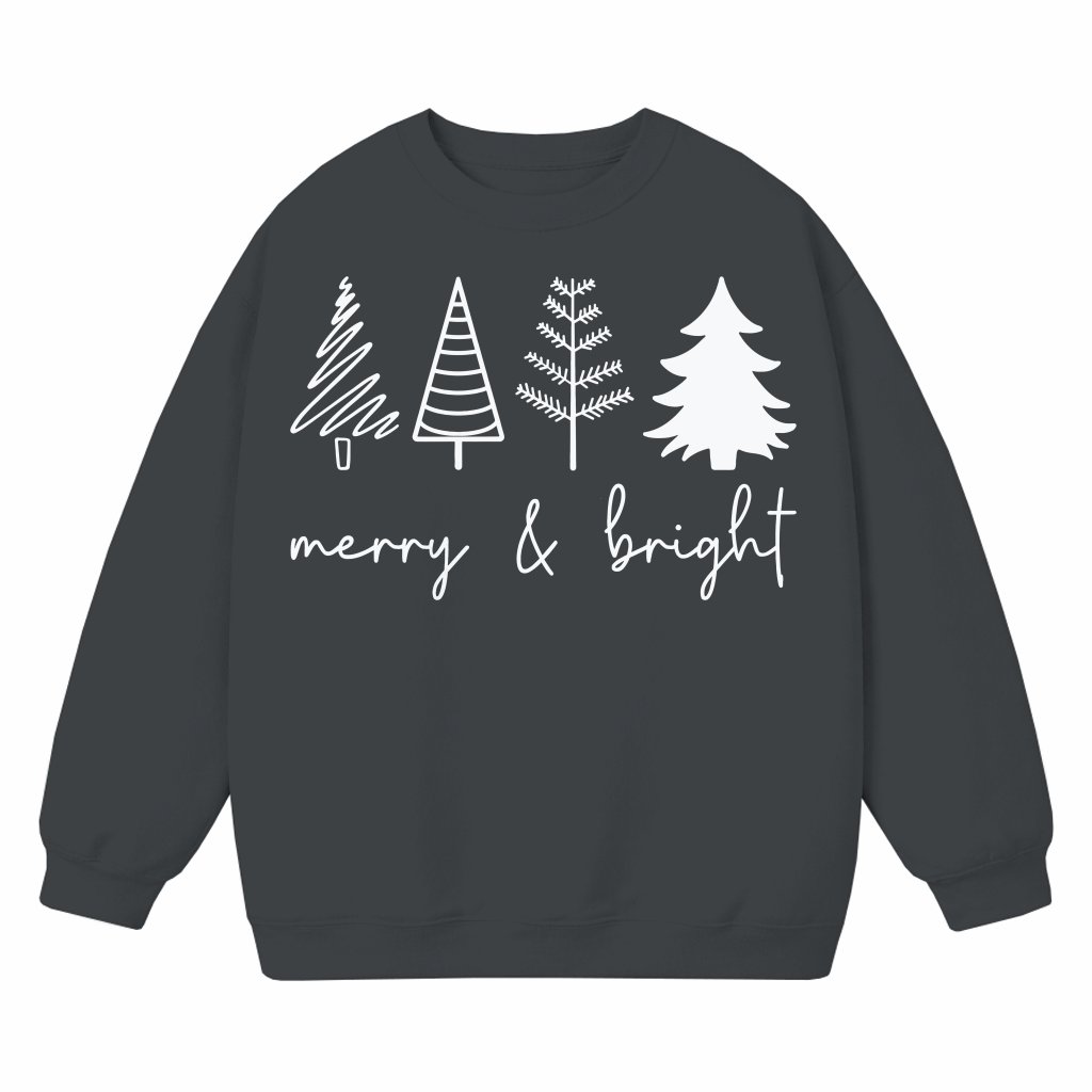 Merry and Bright Christmas Trees Sweatshirt – Christmas Gift for Women - front view