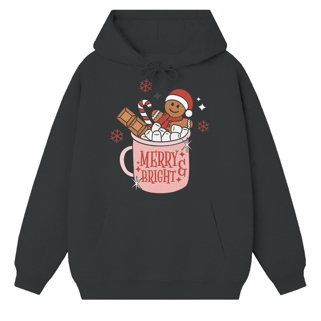 Retro Gingerbread Hoodie – Christmas Gift Cozy Hot Cocoa - front view