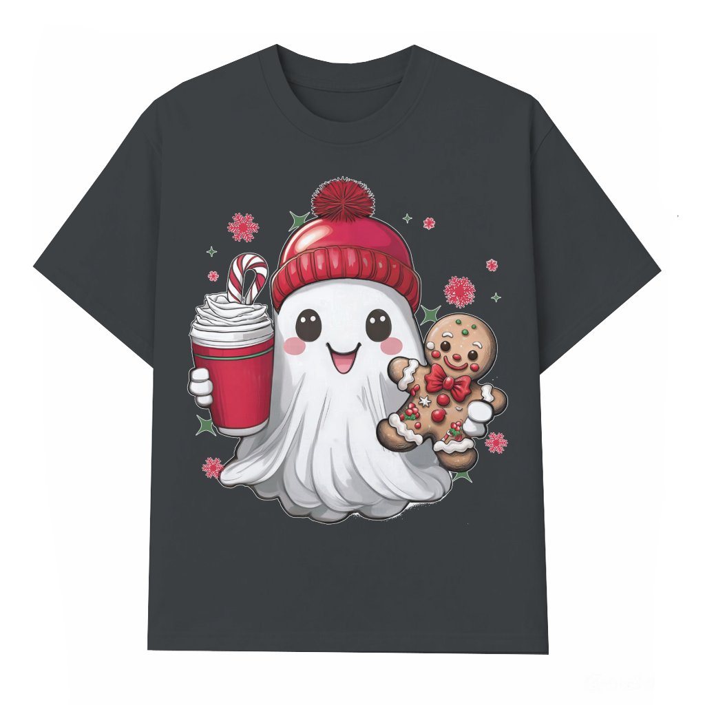 Cute Spooky Ghost T-shirt – Christmas Gift Festive Fun - front view