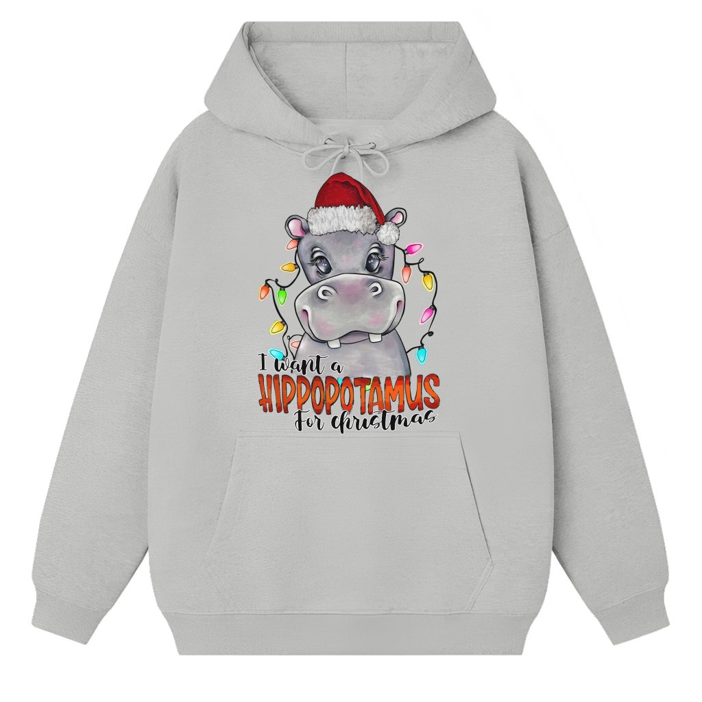 Funny Hippo Hoodie – Christmas Gift for Men Women - front view