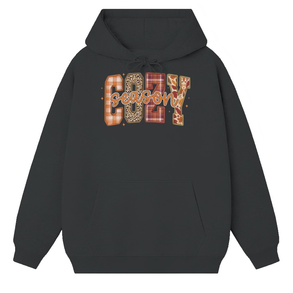 Cozy Season Graphic Hoodie – Fall Christmas Gift Retro Trendy Unisex - front view