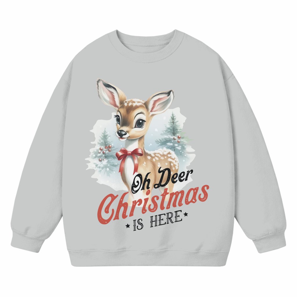 Oh Deer Christmas Is Here Sweatshirt – Christmas Gift Funny Vintage Retro - front view