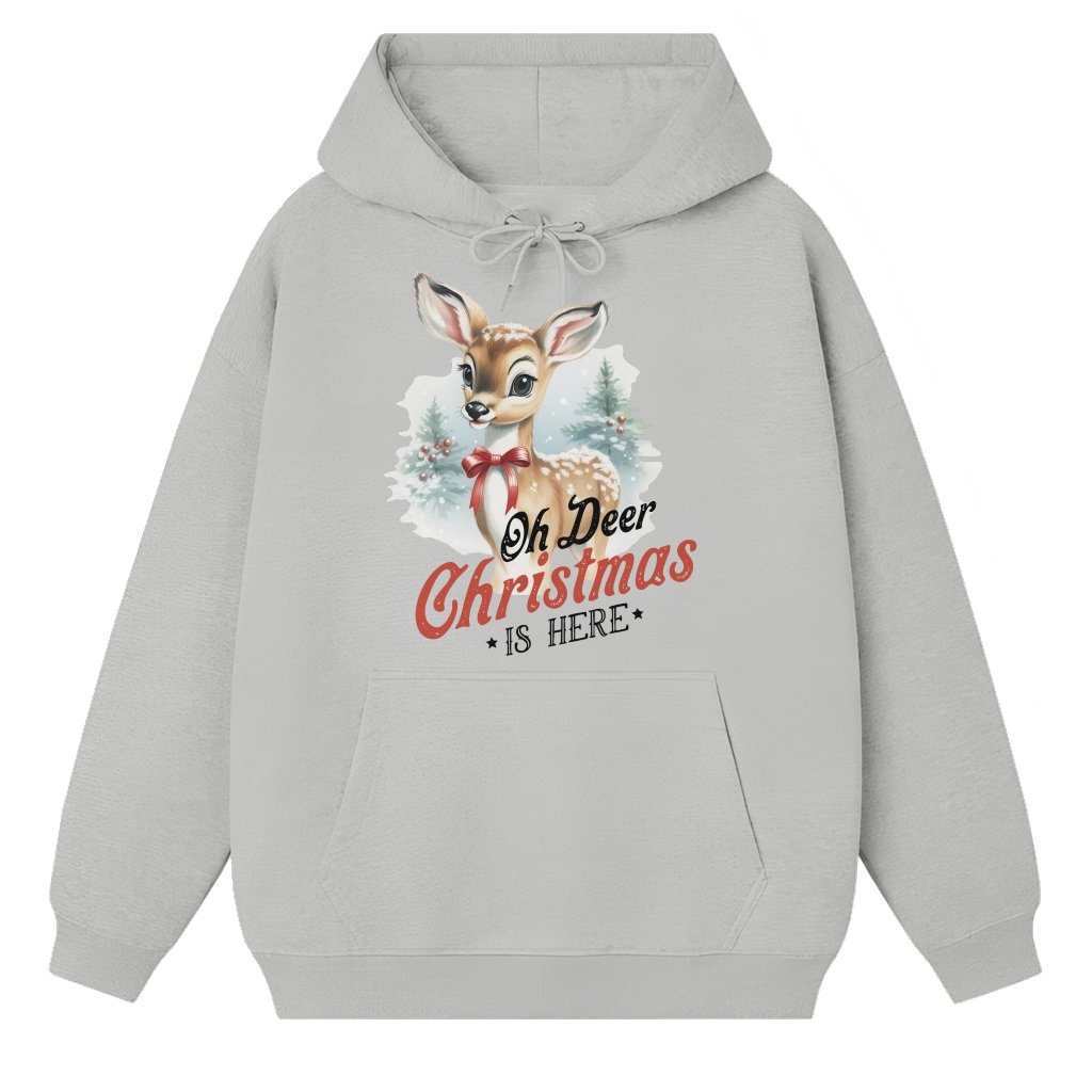 Oh Deer Funny Christmas Hoodie – Holiday Gift Vintage Retro for Men Women - front view