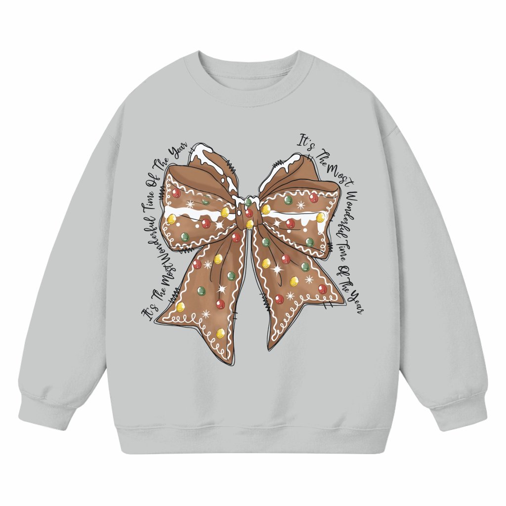 Gingerbread Coquette Bow Sweatshirt – Christmas Gift for Her Trendy Girly - front view