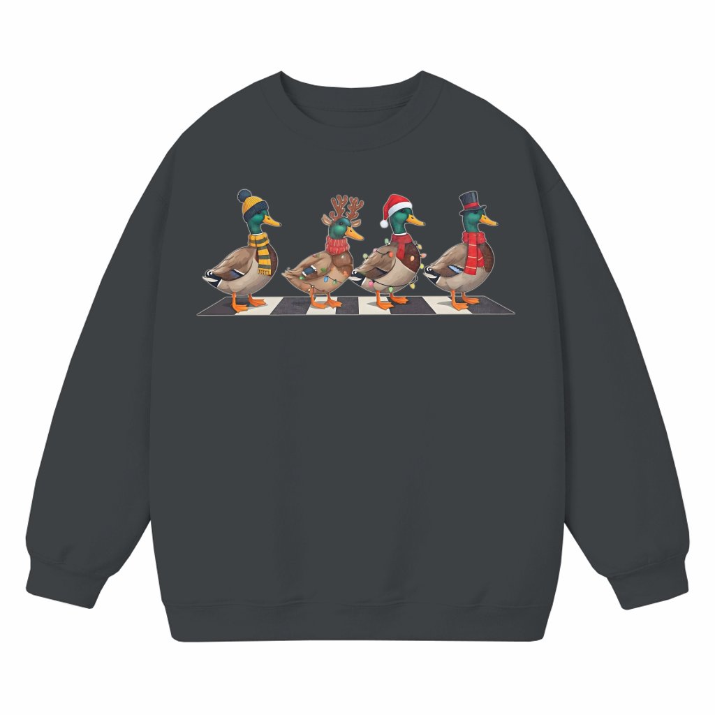 Funny Mallard Ducks Sweatshirt – Christmas Gift for Duck Lovers Santa Hat Lights - front view