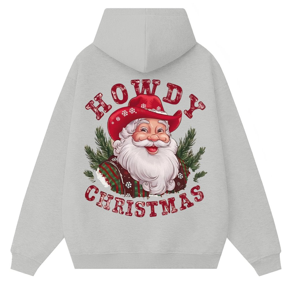 Howdy Funny Cowboy Santa Claus Hoodie – Christmas Gift for Men Women Graphic - front view