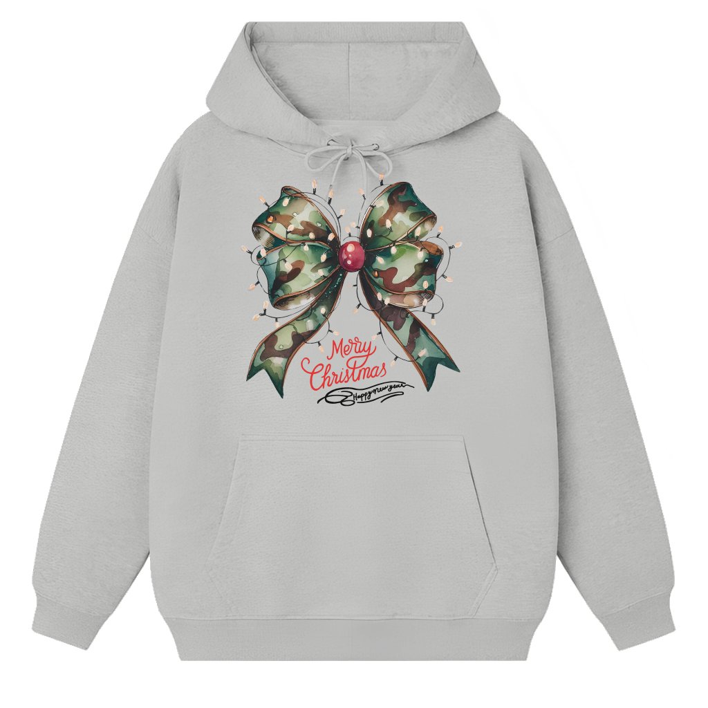 Coquette Bow Christmas Lights Hoodie – Christmas Gift for Women Trendy Style - front view
