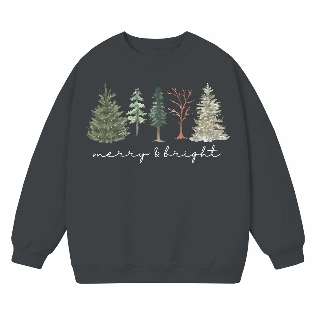 Merry And Bright Sweatshirt – Christmas Family Tree Gift for Family - front view