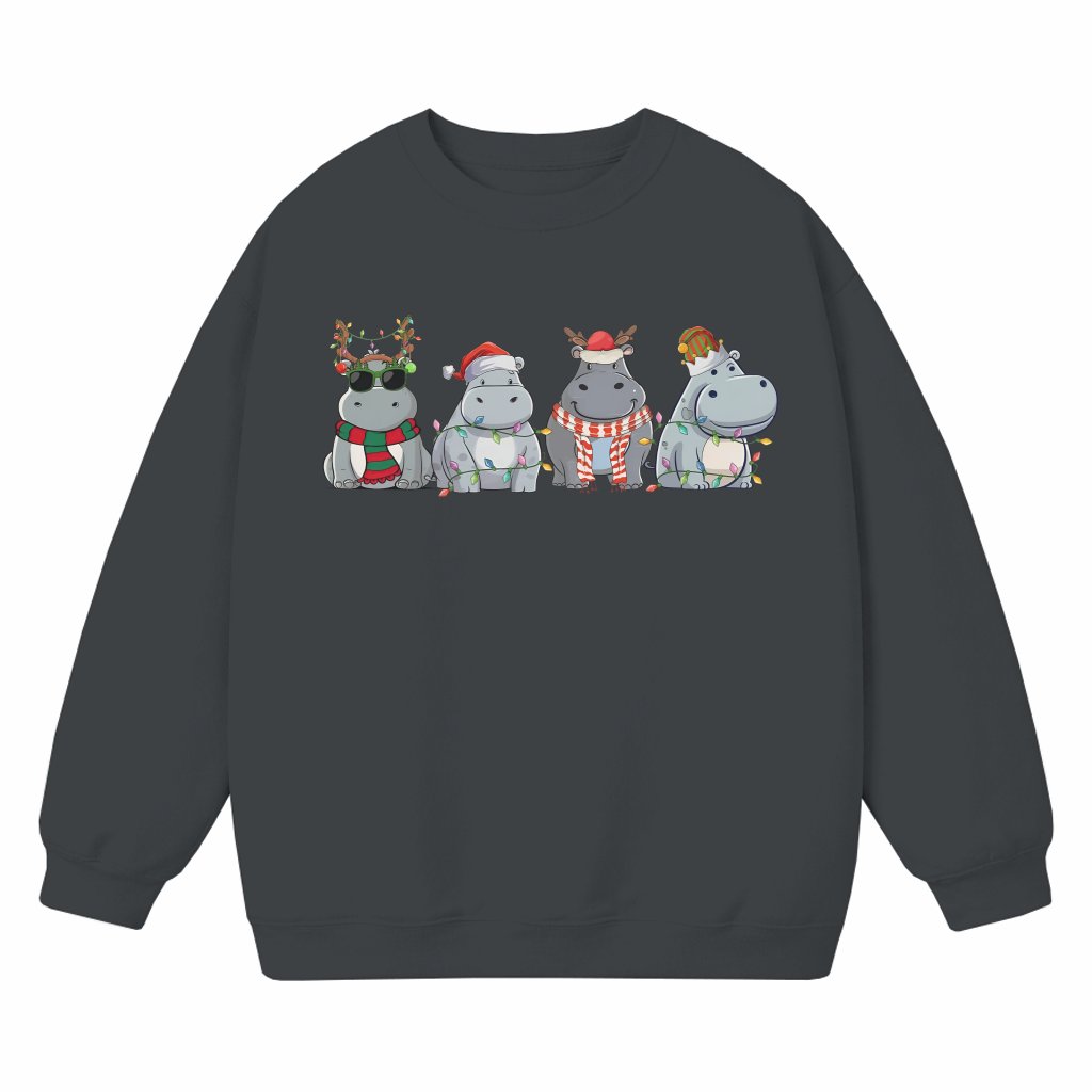 Retro Hippopotamus Sweatshirt – Christmas Gift for Women - front view