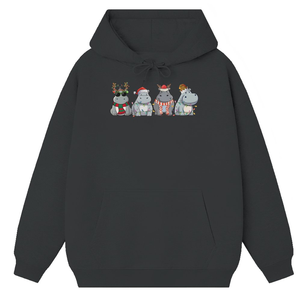 Retro Hippopotamus Hoodie – Christmas Gift for Women Funny - front view