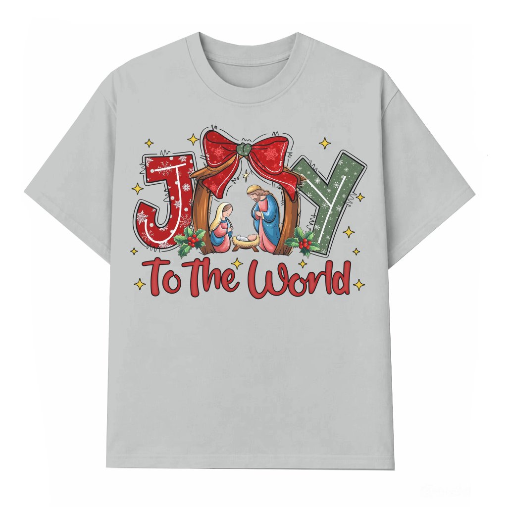 Joy To The World Nativity T-shirt – Christmas Christian Gift - front view