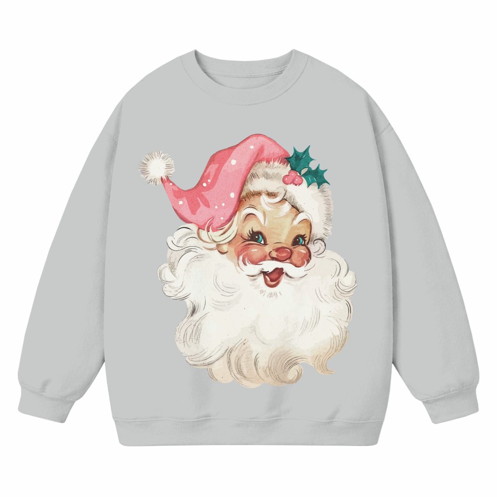 Pink Santa Retro Sweatshirt – Christmas Gift - front view