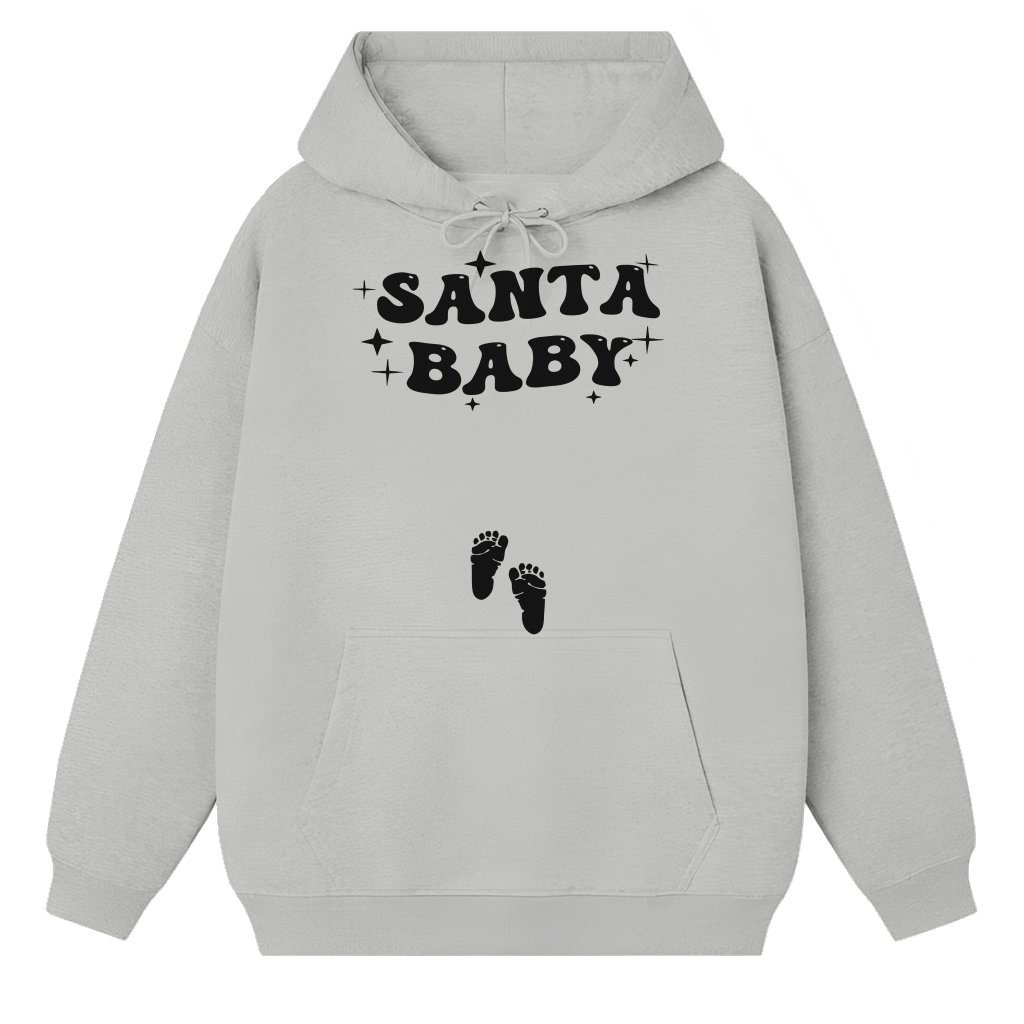 Santa Baby Hoodie – Christmas Pregnancy Announcement Gift for New Mom - front view