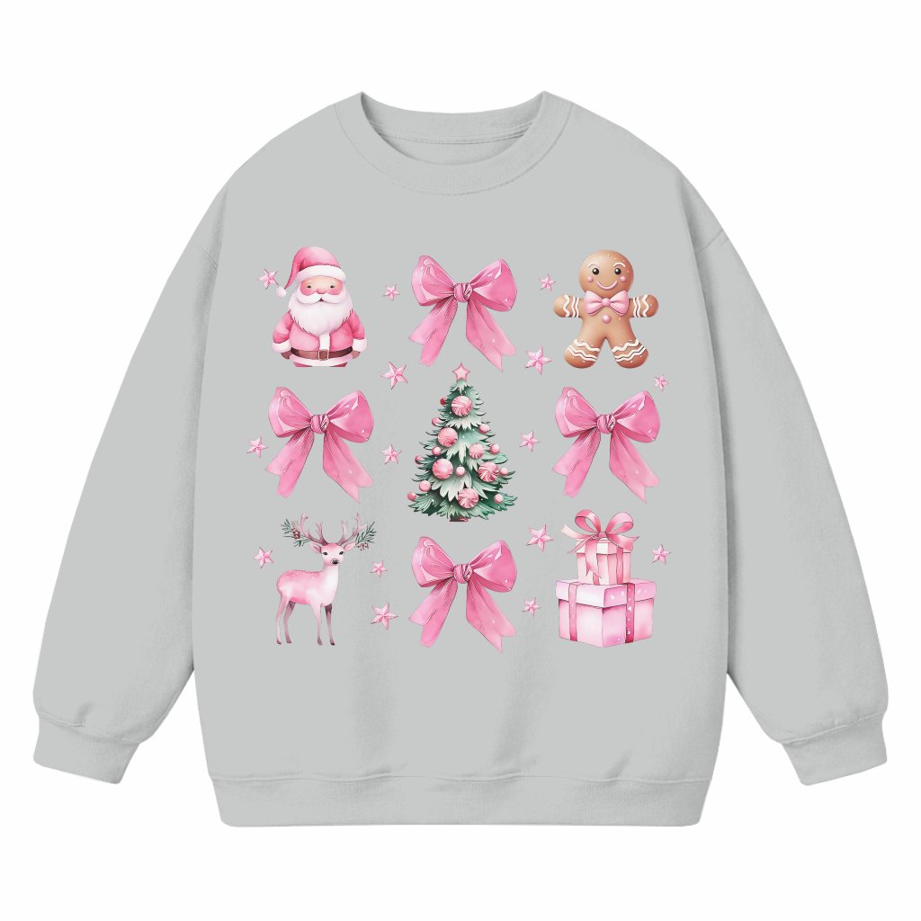 Pink Coquette Bow Sweatshirt – Christmas Gift for Her Holiday - front view