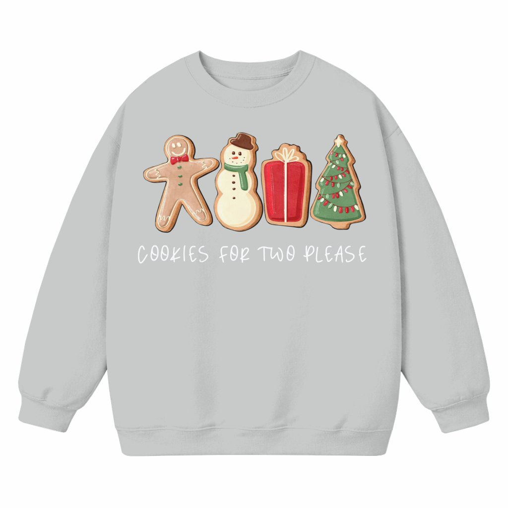 Pregnancy Announcement Sweatshirt – Christmas Cookies For Two Please Holiday Reveal - front view