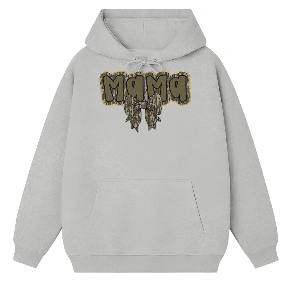 Old School Camo Coquette Bow Hoodie – Christmas Gift for Mama - front view