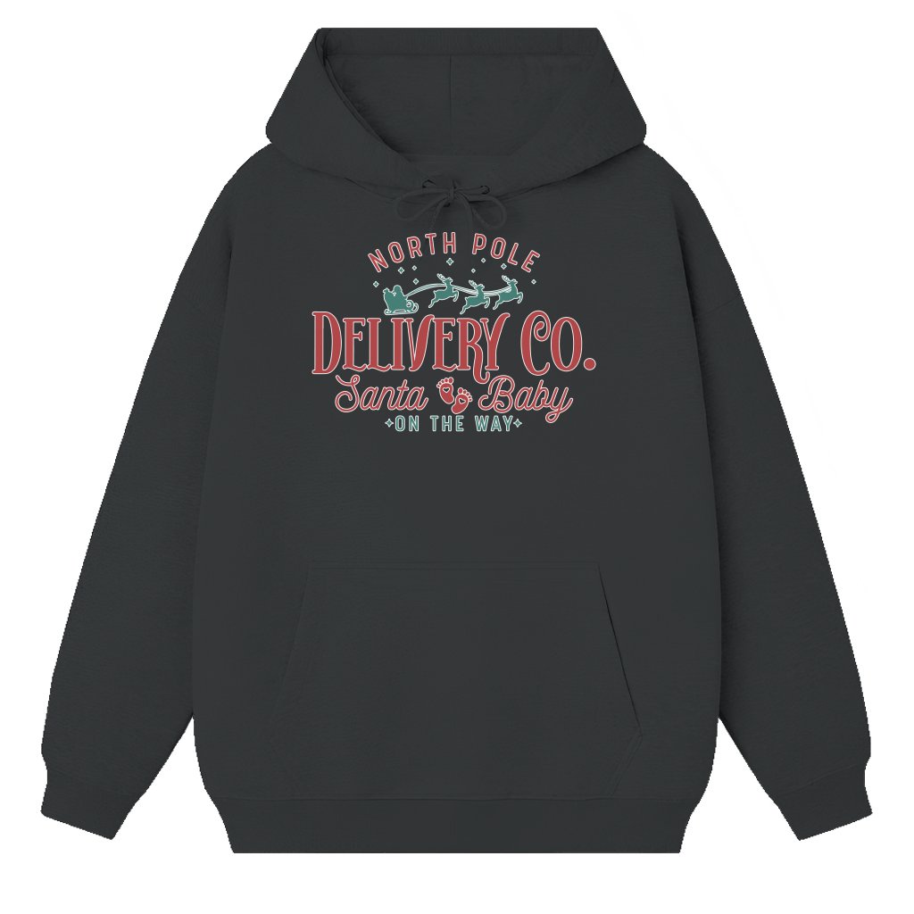 Santa Baby Hoodie – Christmas Pregnancy Announcement Gift for Expecting Parents - front view