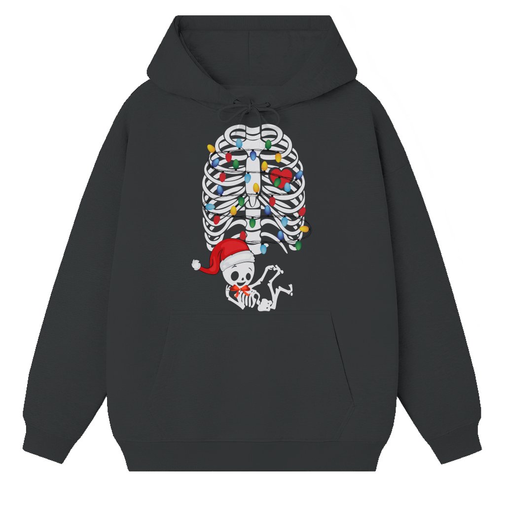Funny Skeleton Pregnancy Announcement Hoodie – Christmas Gift for Expecting Moms - front view