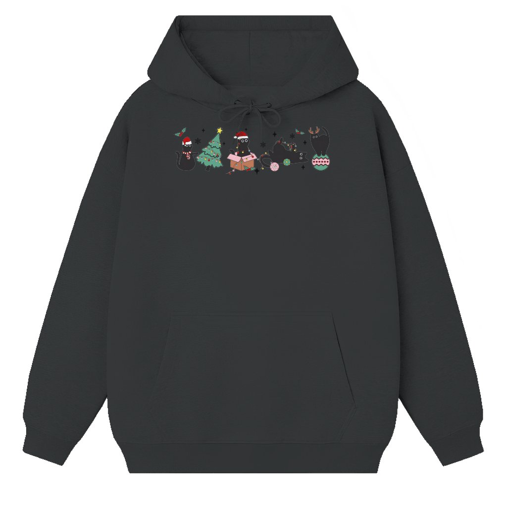 Cute Black Cat Hoodie – Christmas Gift for Cat Lover Funny - front view