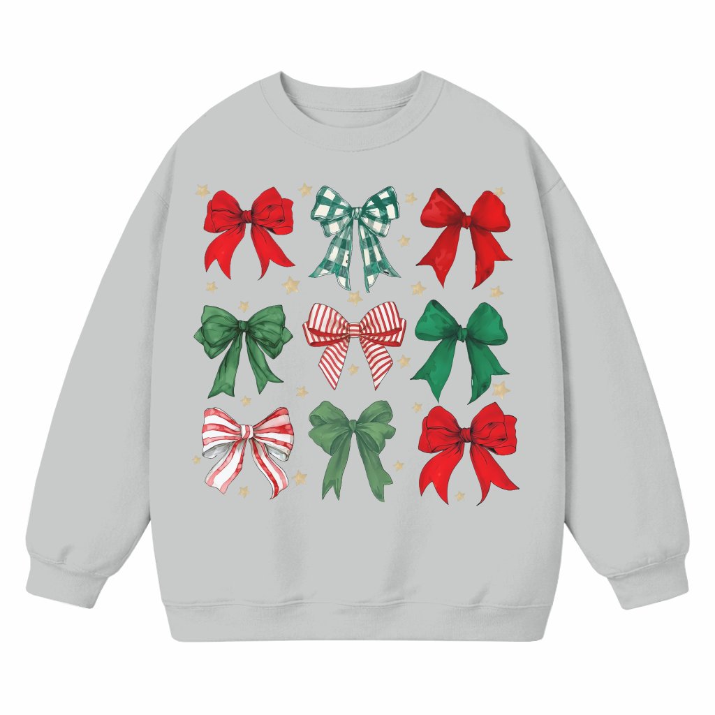 Christmas Bows Sweatshirt – Christmas Gift for Her Cute Oversized Festive - front view