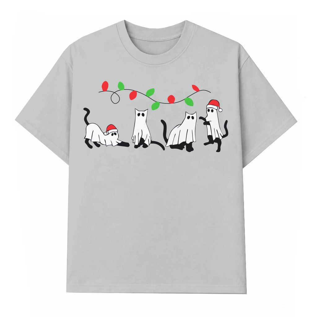 Funny Ghost Cat T-shirt – Christmas Gift for Cat Lover - front view