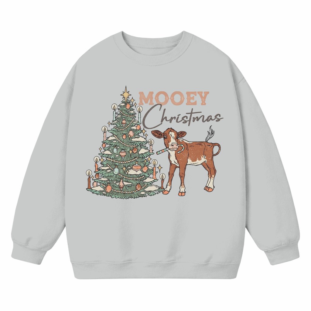 Mooey Christmas Sweatshirt – Funny Christmas Gift Western Style - front view