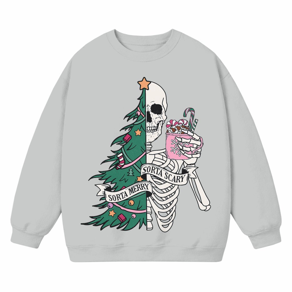 Sorta Merry Sorta Scary Sweatshirt – Christmas Halloween Funny Gift for Men Women - front view