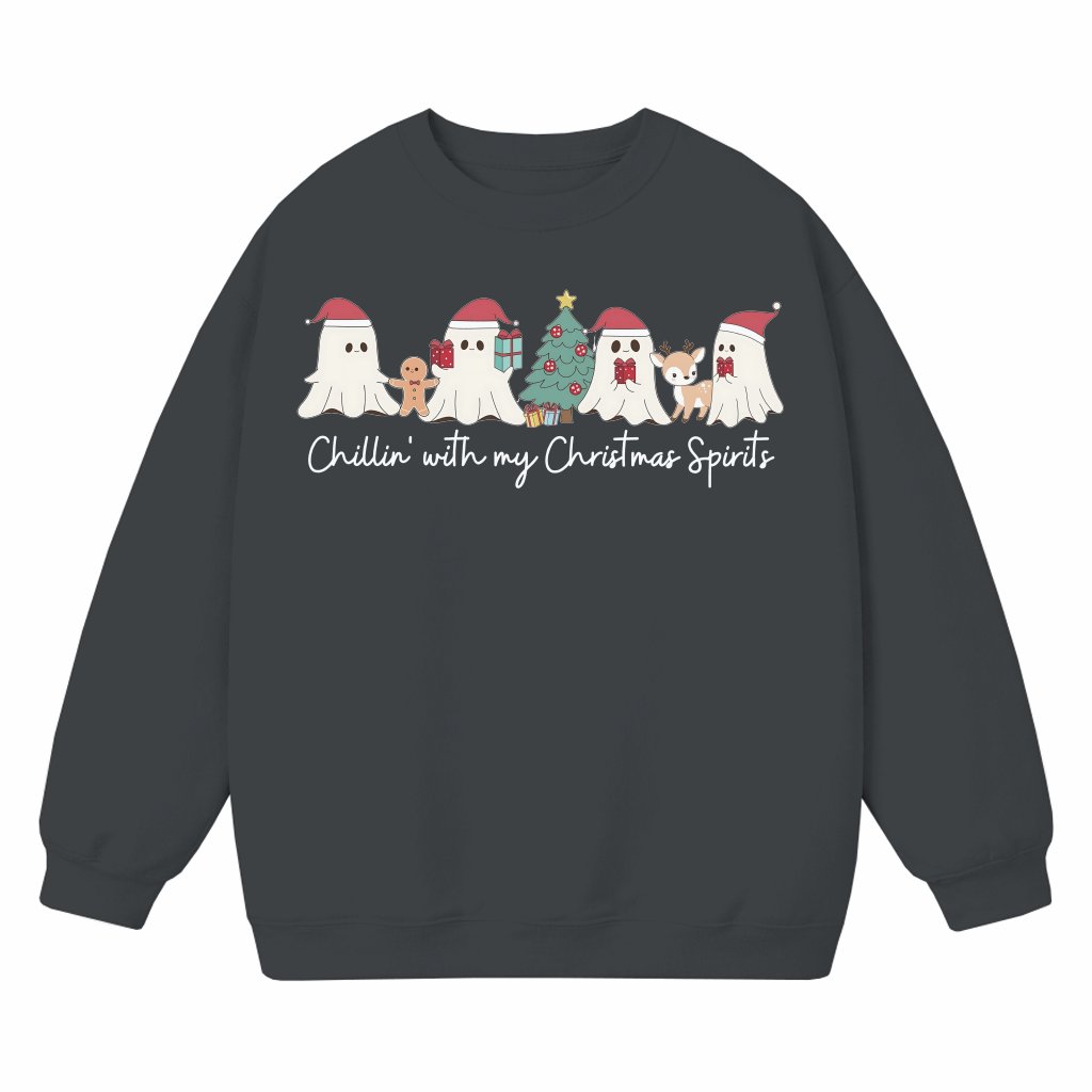 Chillin' Christmas Ghosts Sweatshirt – Christmas Gift Cute - front view