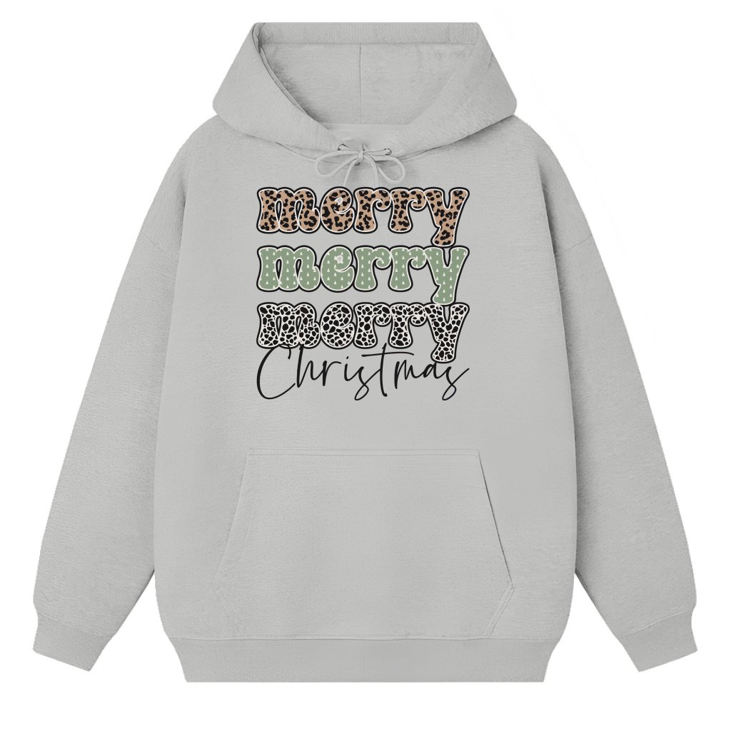 Merry Merry Merry Hoodie – Christmas Funny Holiday Gift for Men & Women - front view