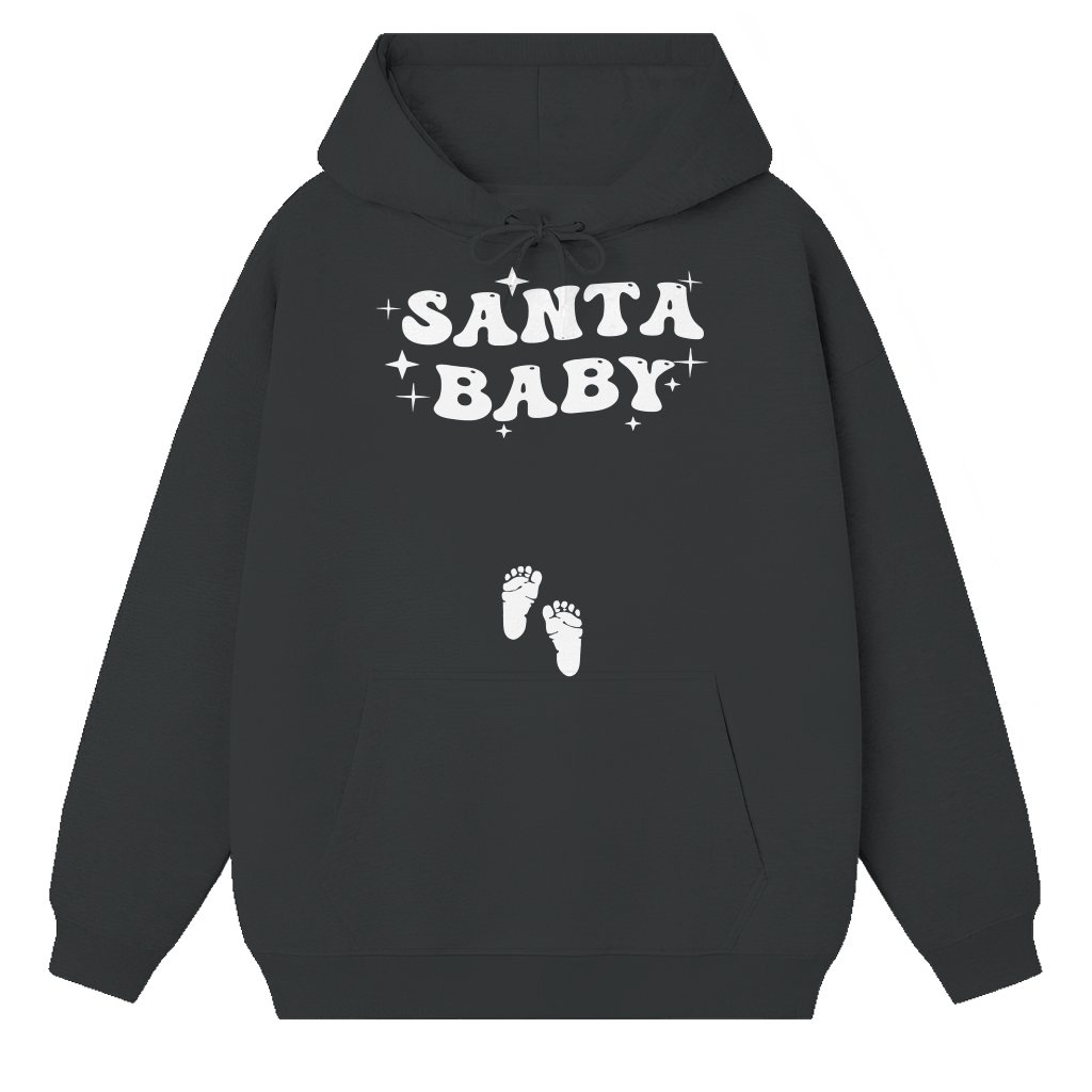 Santa Baby Pregnancy Announcement Hoodie – Christmas Gift for New Mom - front view