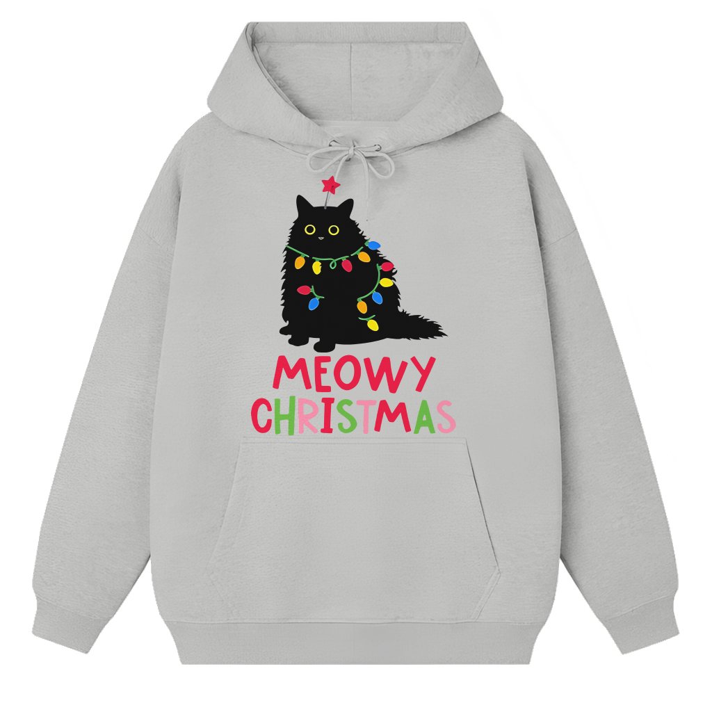 Cute Black Cat Hoodie – Christmas Gift for Cat Mom - front view