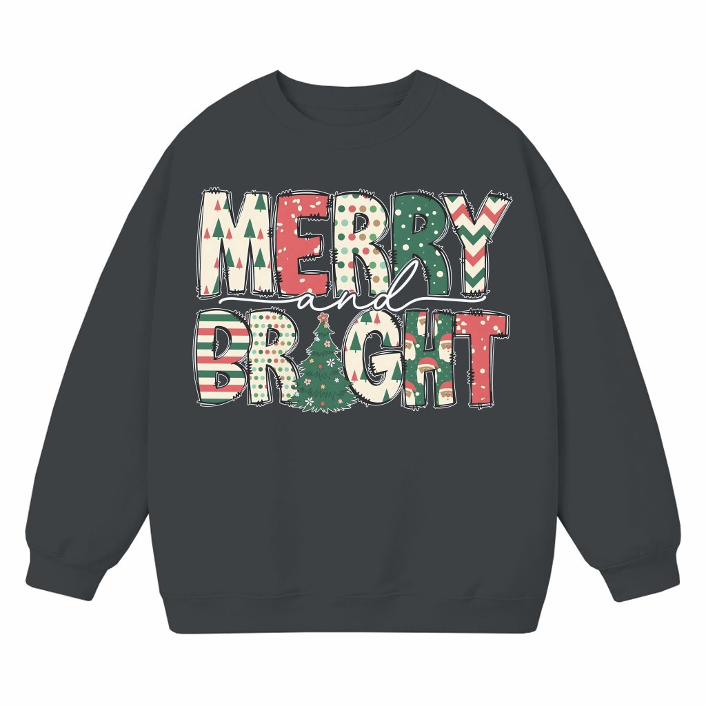 Merry and Bright Sweatshirt – Christmas Gift for Family - front view