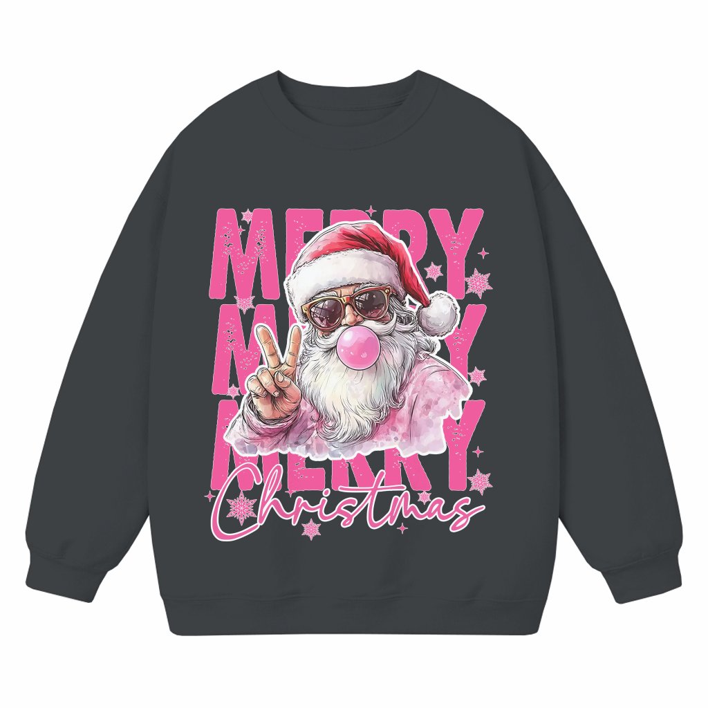 Funny Retro Santa Bubble Sweatshirt – Christmas Gift Vintage - front view