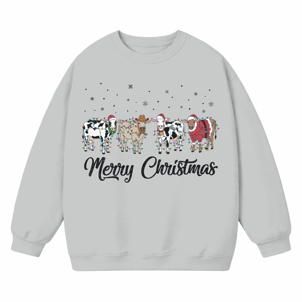 Funny Mooey Christmas Cow Sweatshirt – Christmas Gift for Farm Animal Lover - front view