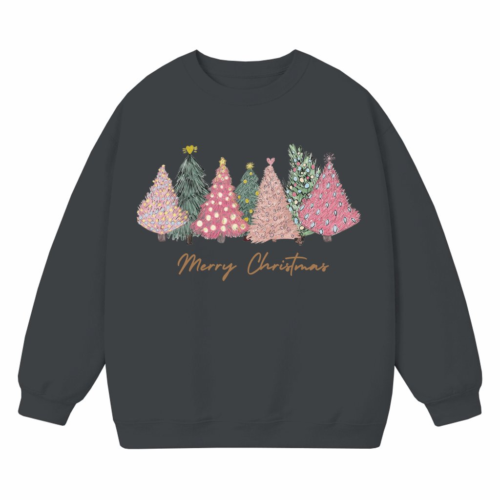 Cute Pink Tree Sweatshirt – Christmas Gift for Women Trendy Crewneck - front view