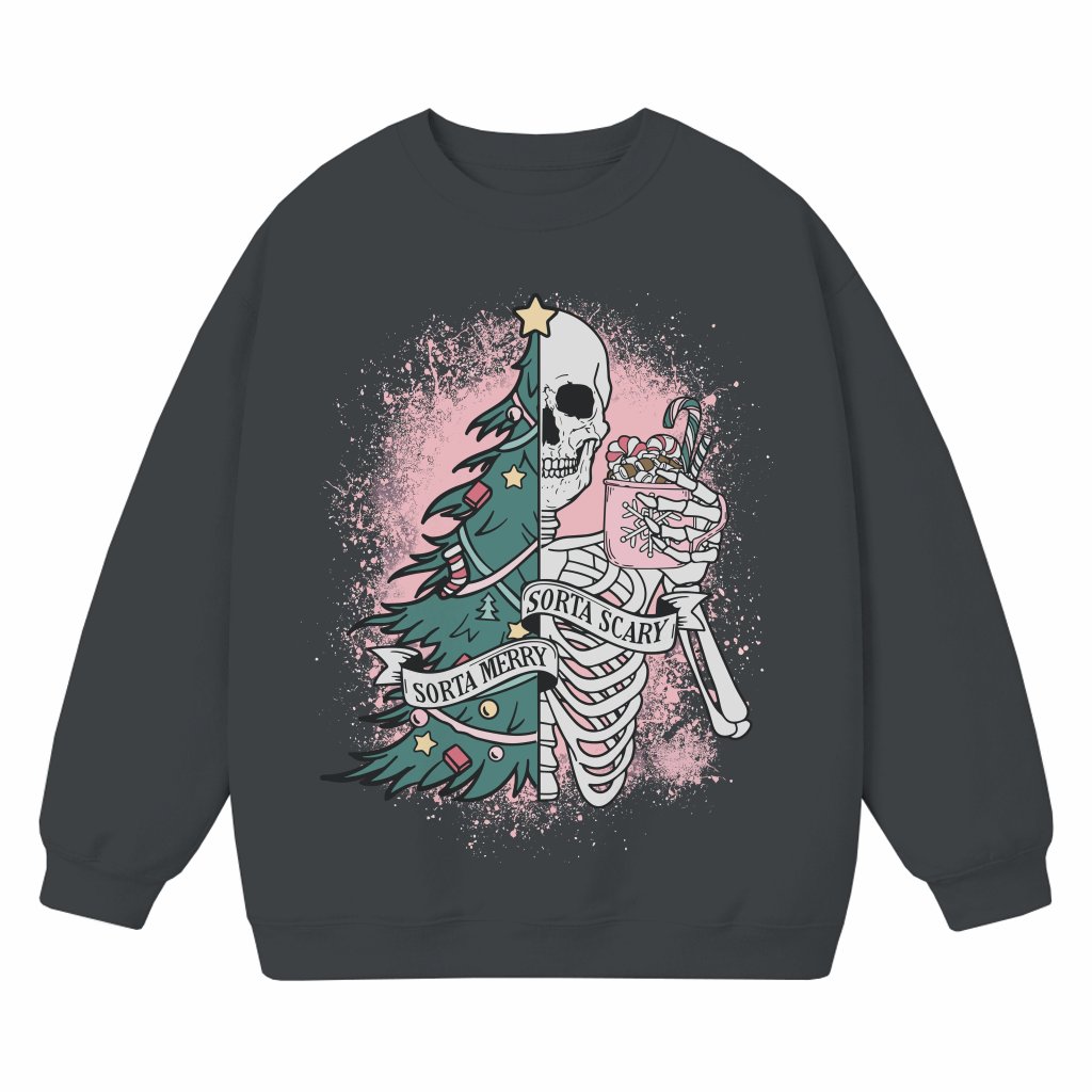 Funny Skeleton Sweatshirt – Christmas Gift Scary Merry - front view